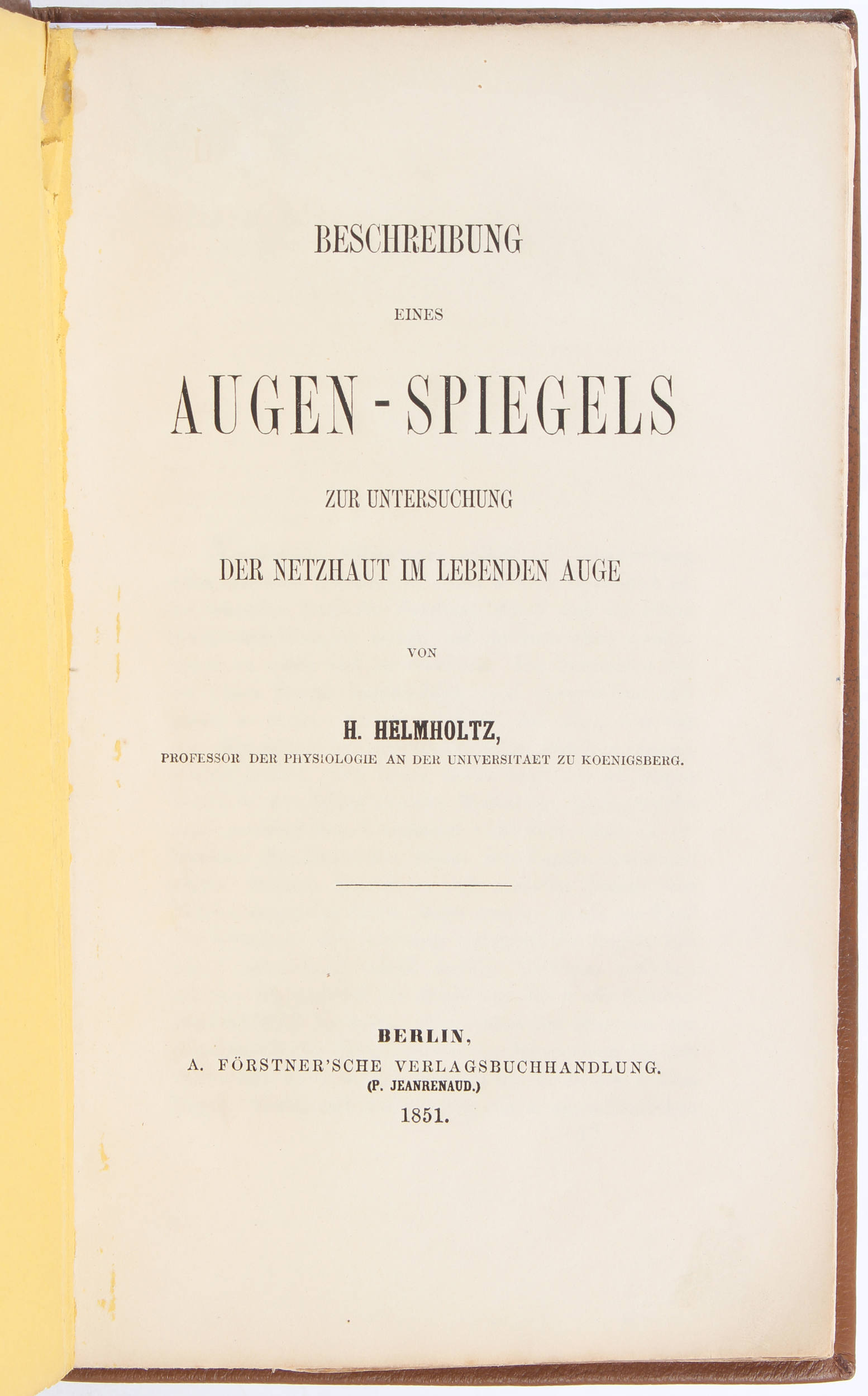 Helmholtz, Beschreibung eines Augen-Spiegels