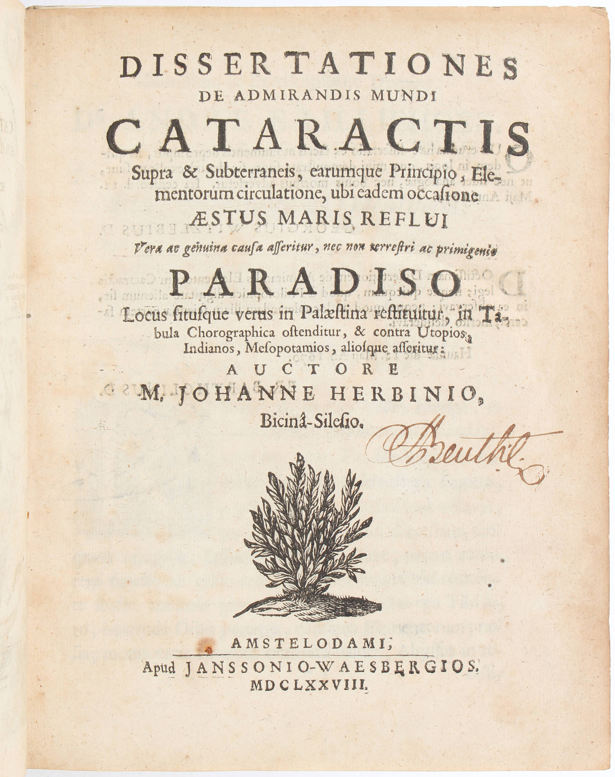 Herbinius, Dissertationes de cataractis