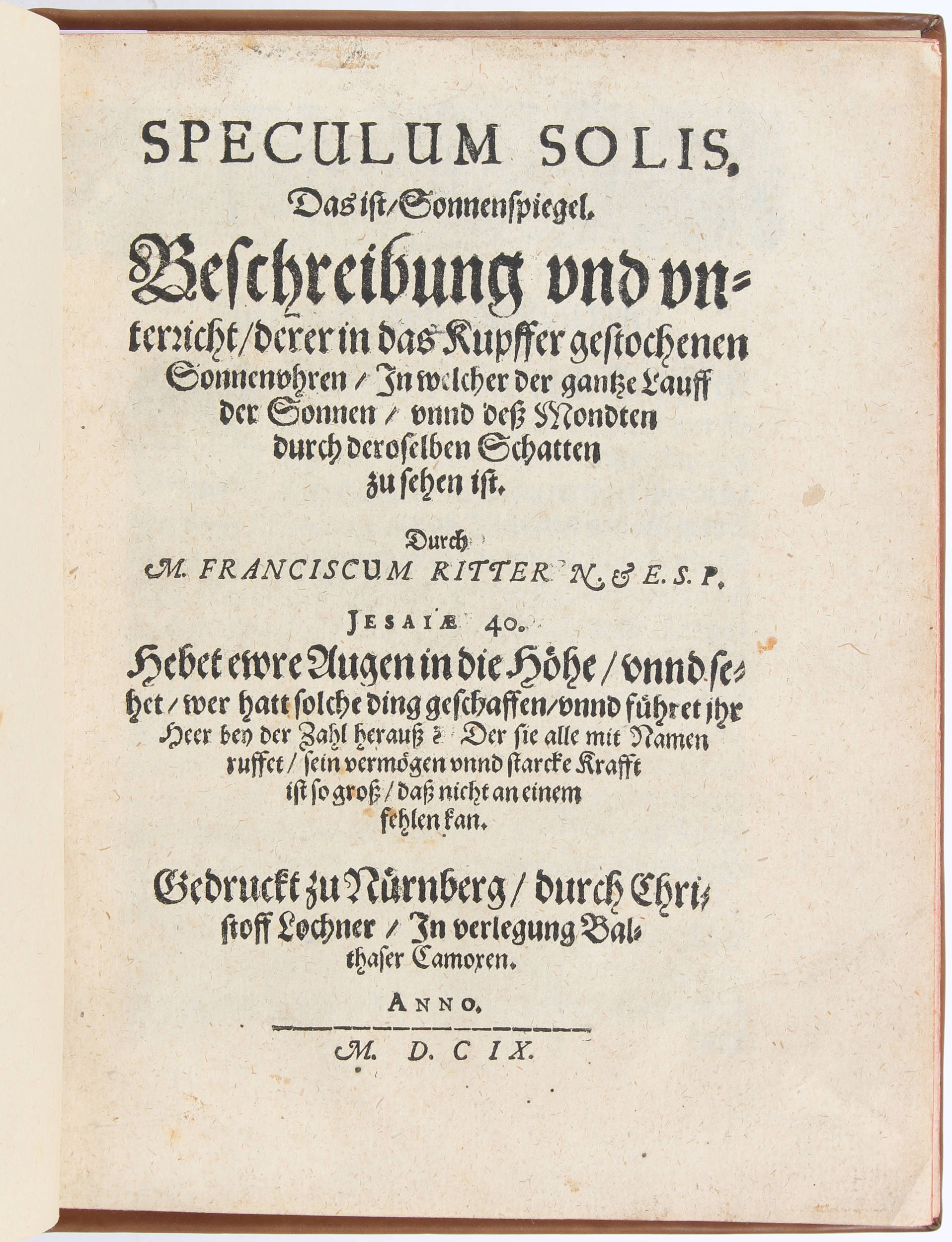 Ritter, Speculum Solis. 2 Bde. + 2 lose Karten