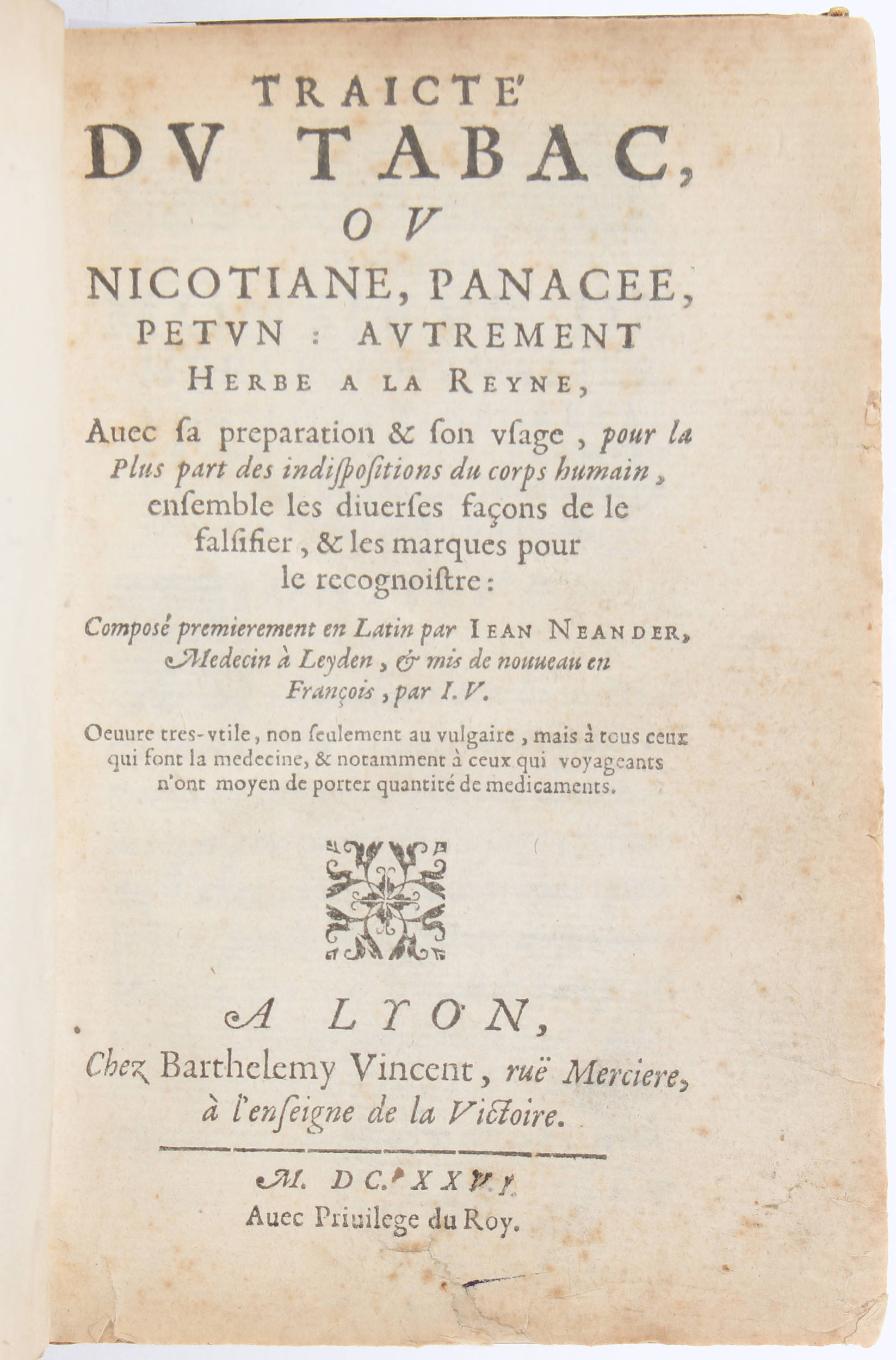 Neander, Traicté du tabac