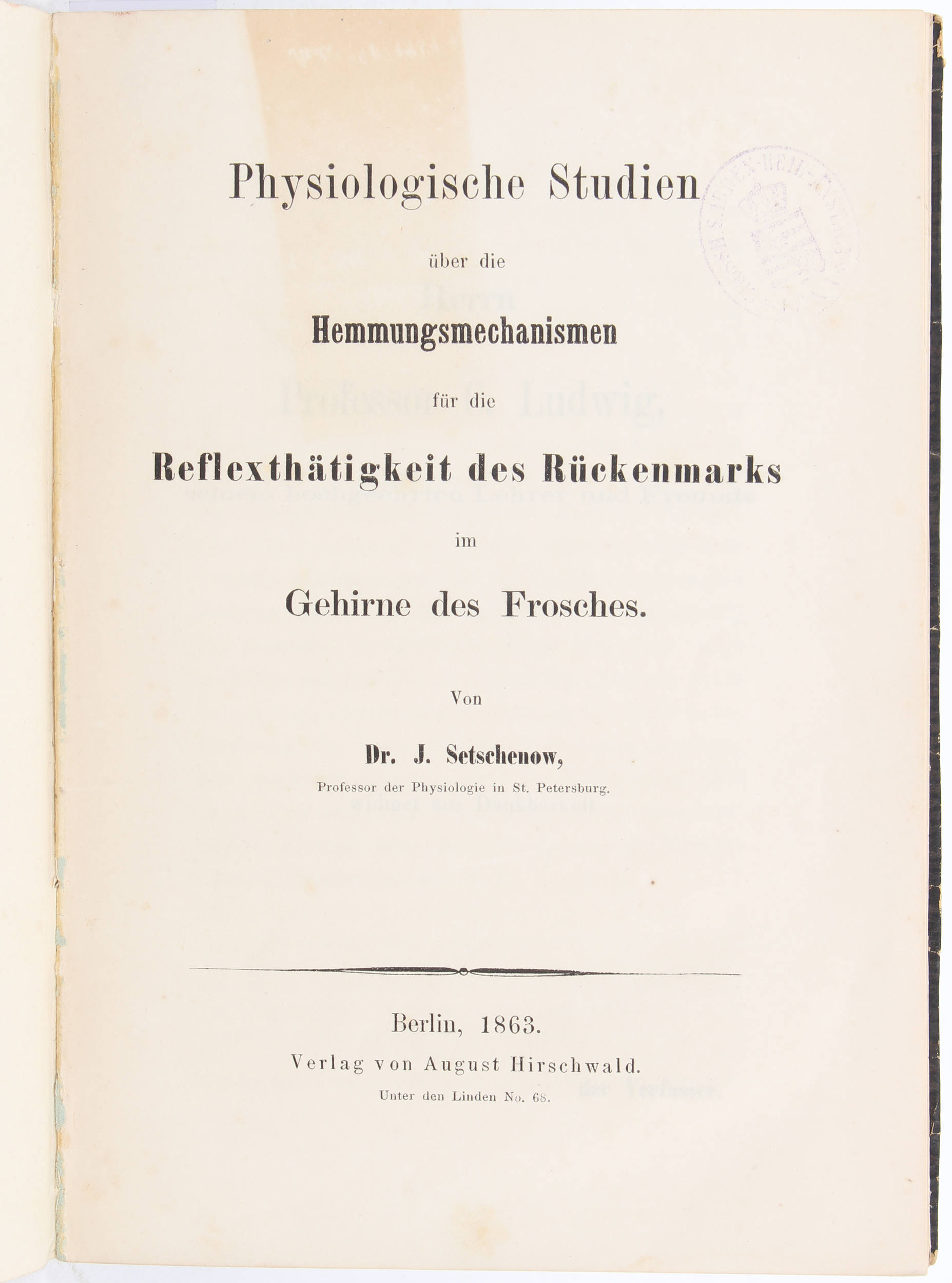 Setschenow, Studien über die Hemmungsmechanismen