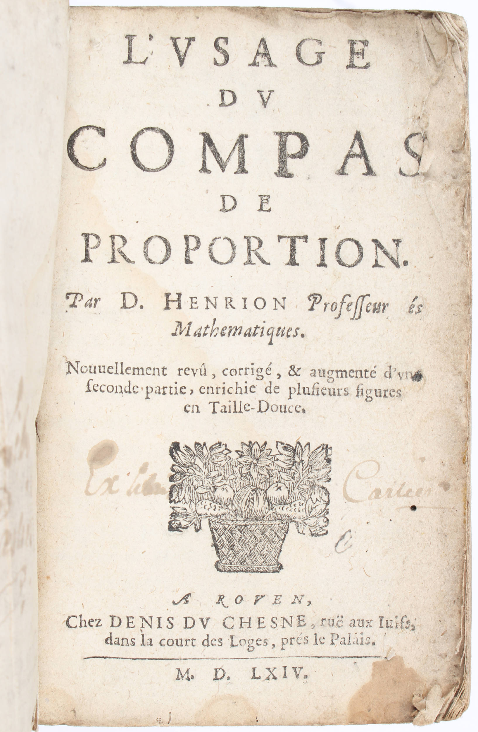 Henrion, L'Usage du compas de proportion. Mit Proportionalzirkel.