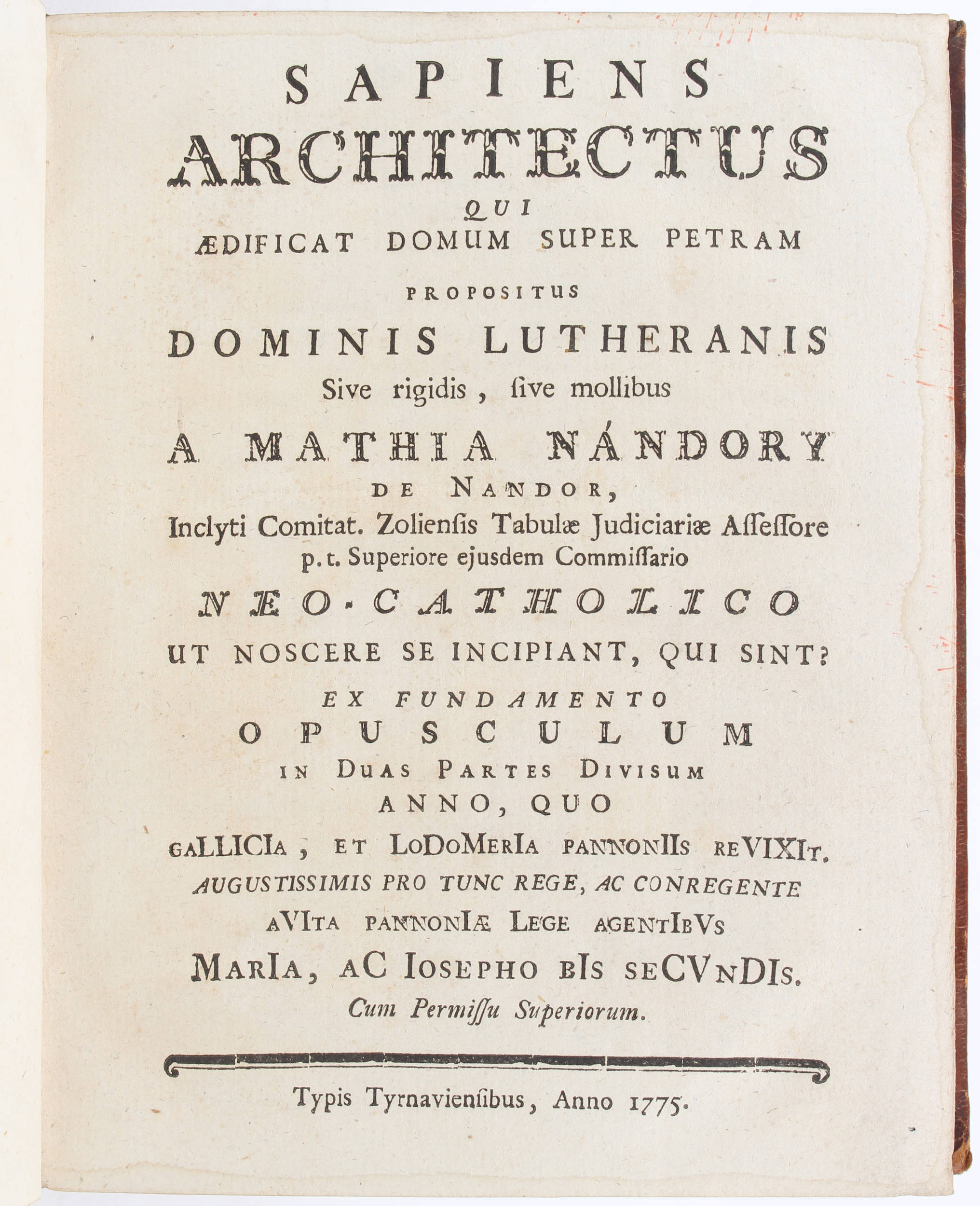 Nándory, Sapiens Architectus
