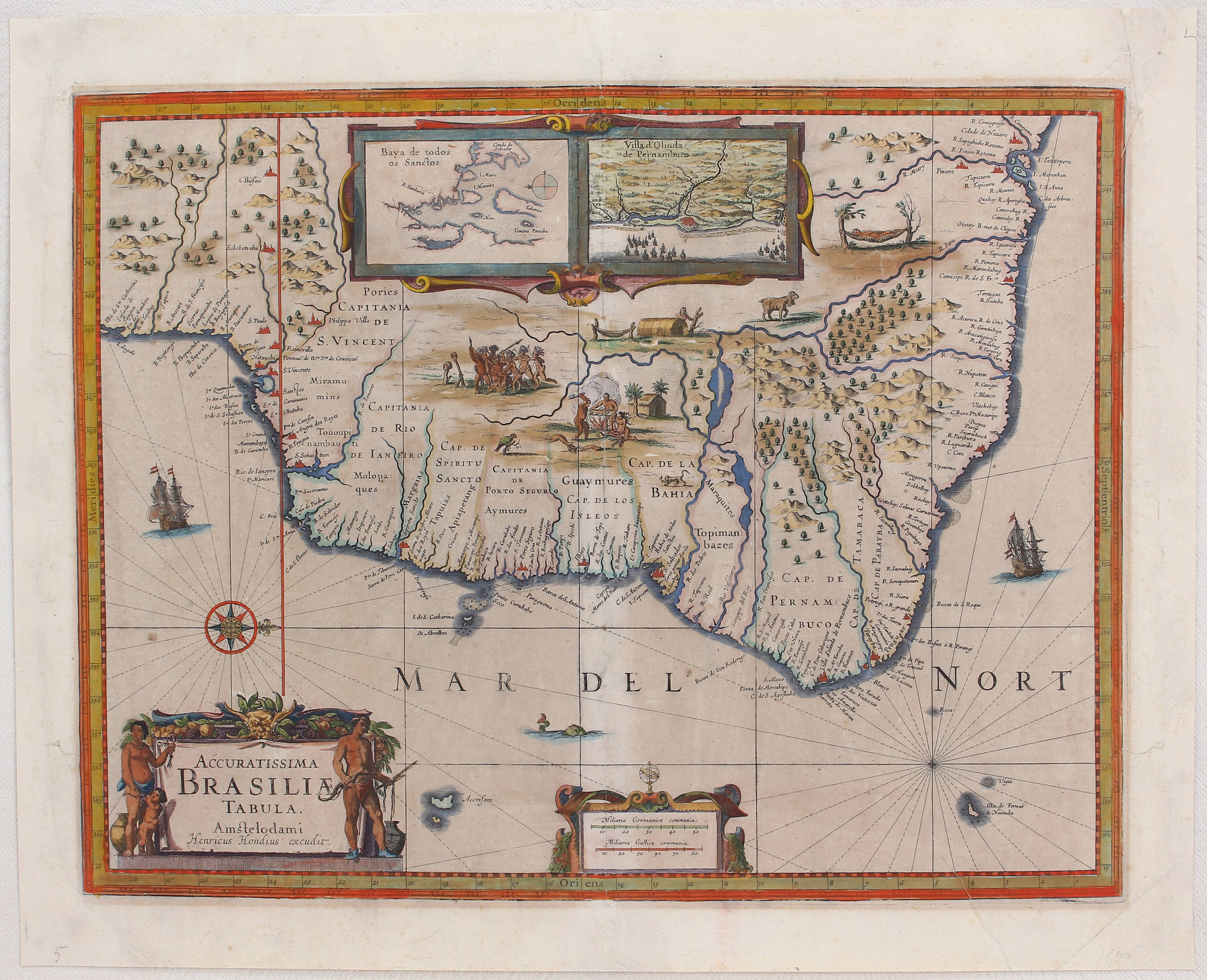 Südamerika. 5 Bll. Blaeu, Hondius u.a.