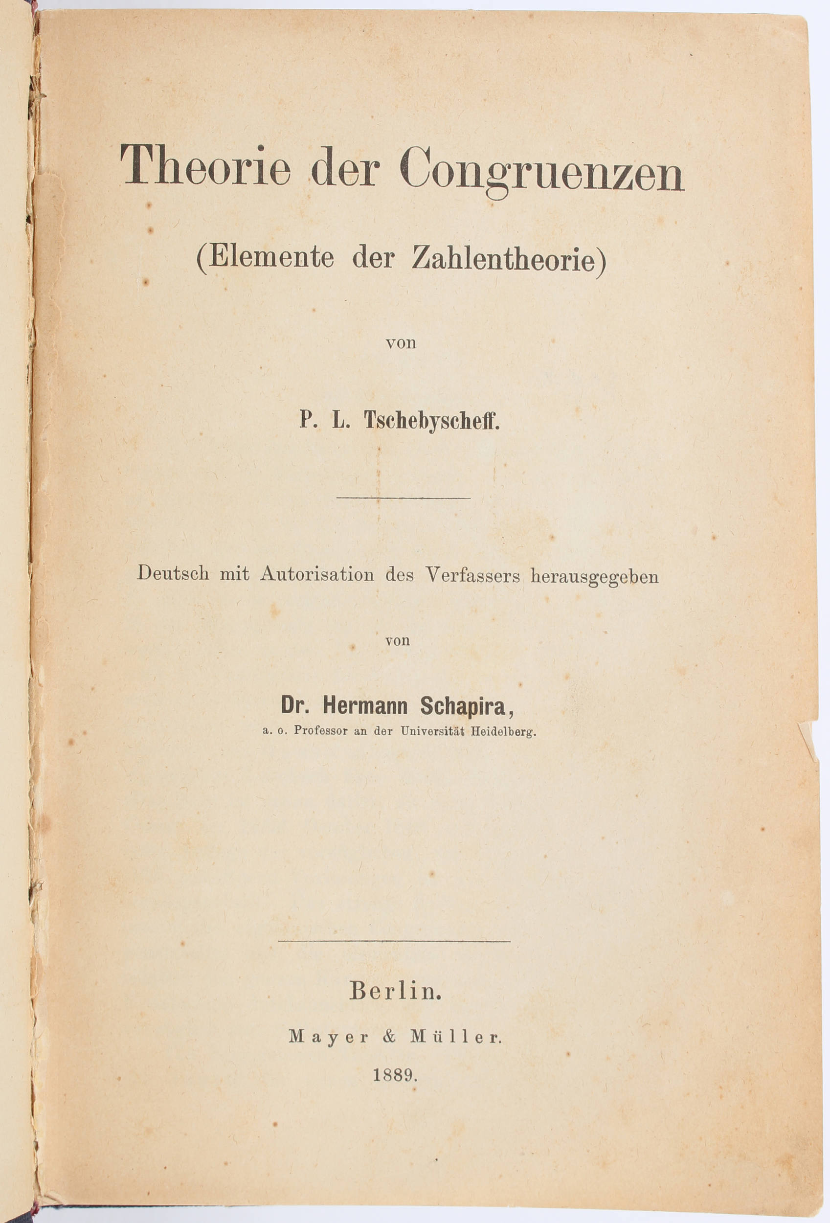 Tschebyschow, Theorie der Congruenzen