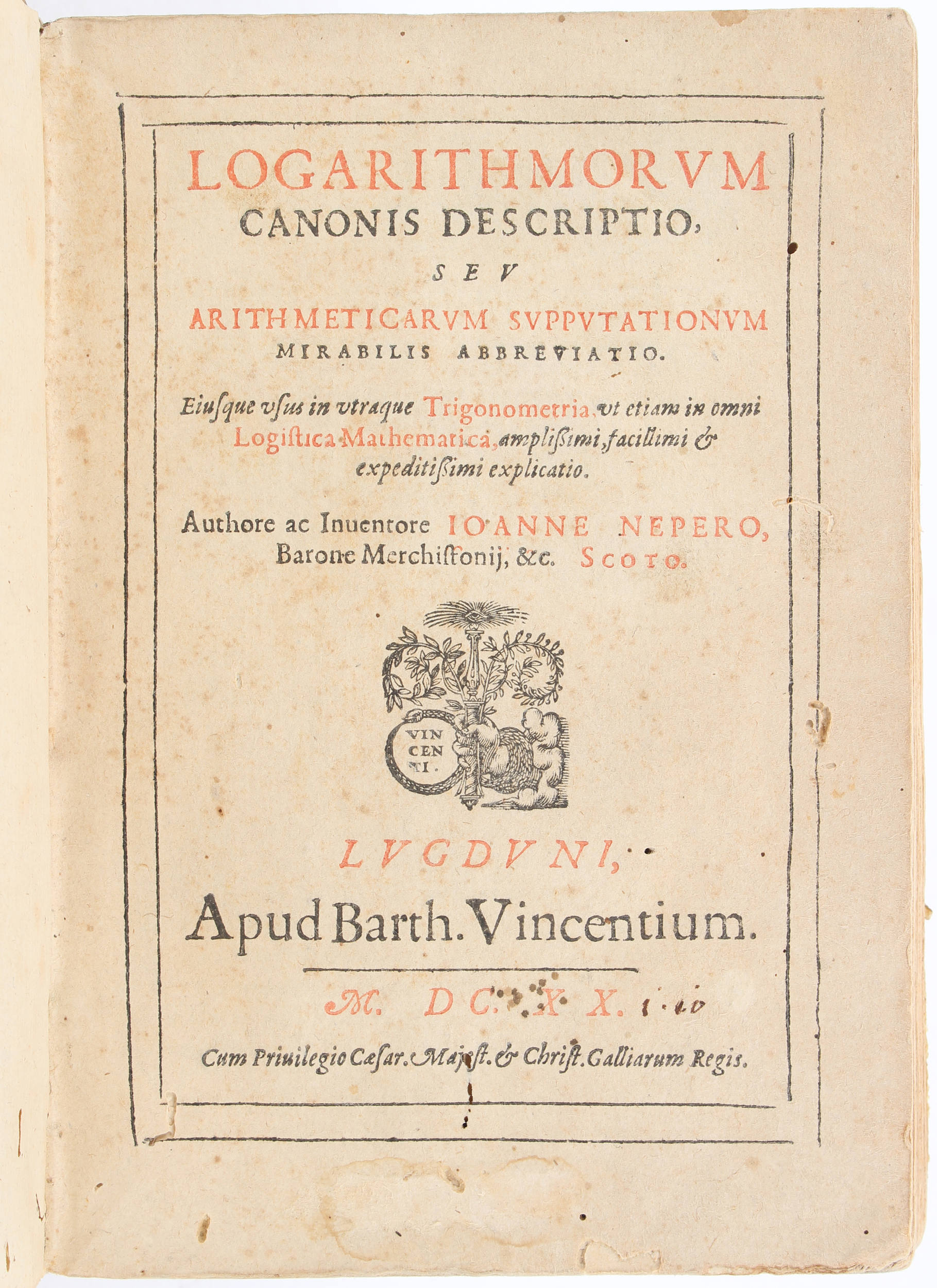 Napier, Logarithmorum descriptio