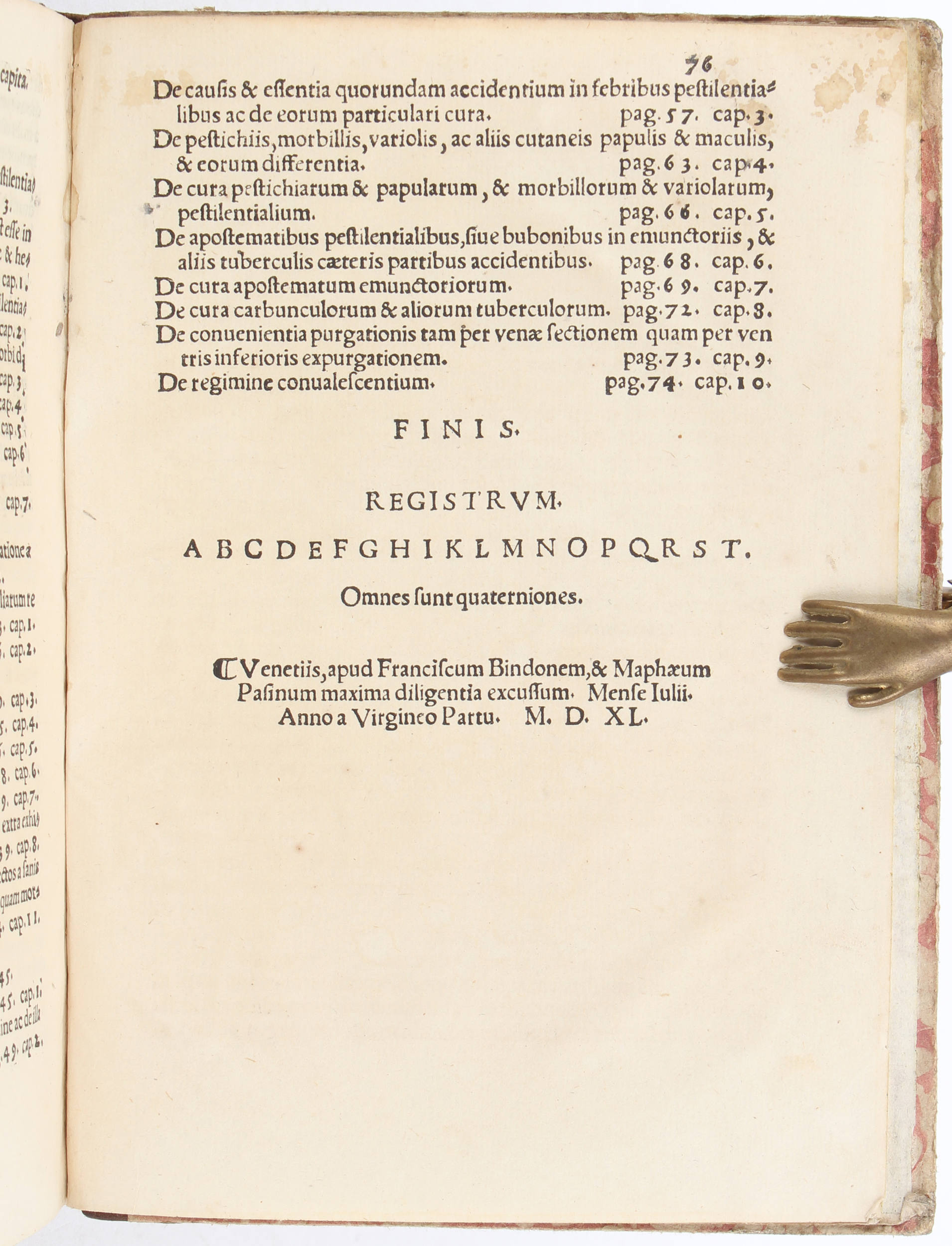 Massa, Liber de febre. 1540