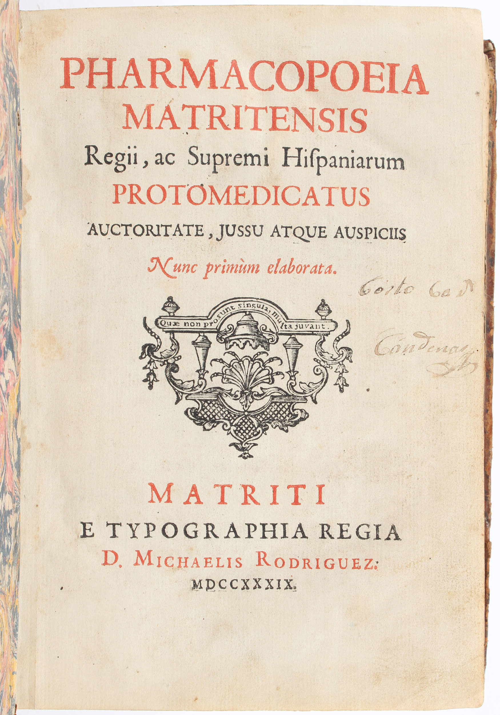 Pharmacopoeia Matritensis 1739 EA