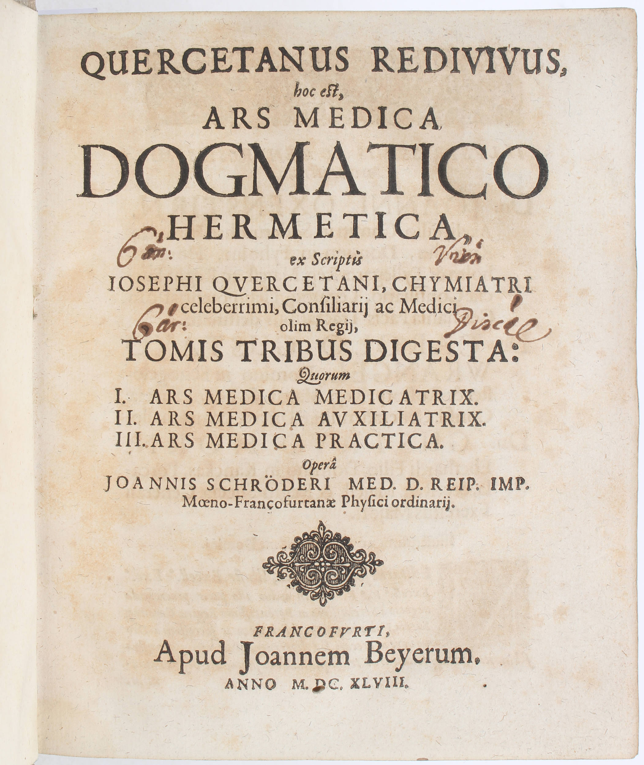 Duchesne (Quercetanus), Ars medica. 1648