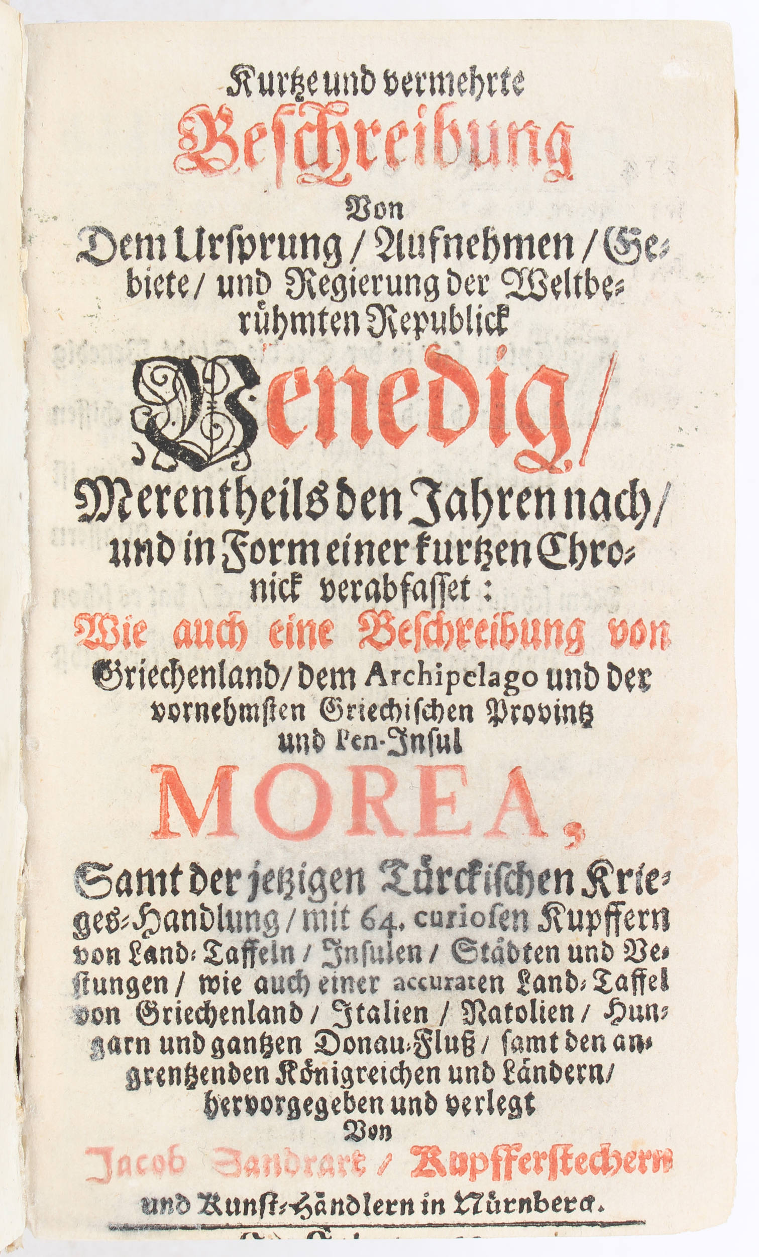 Sandrart, Venedig & Morea. 1687