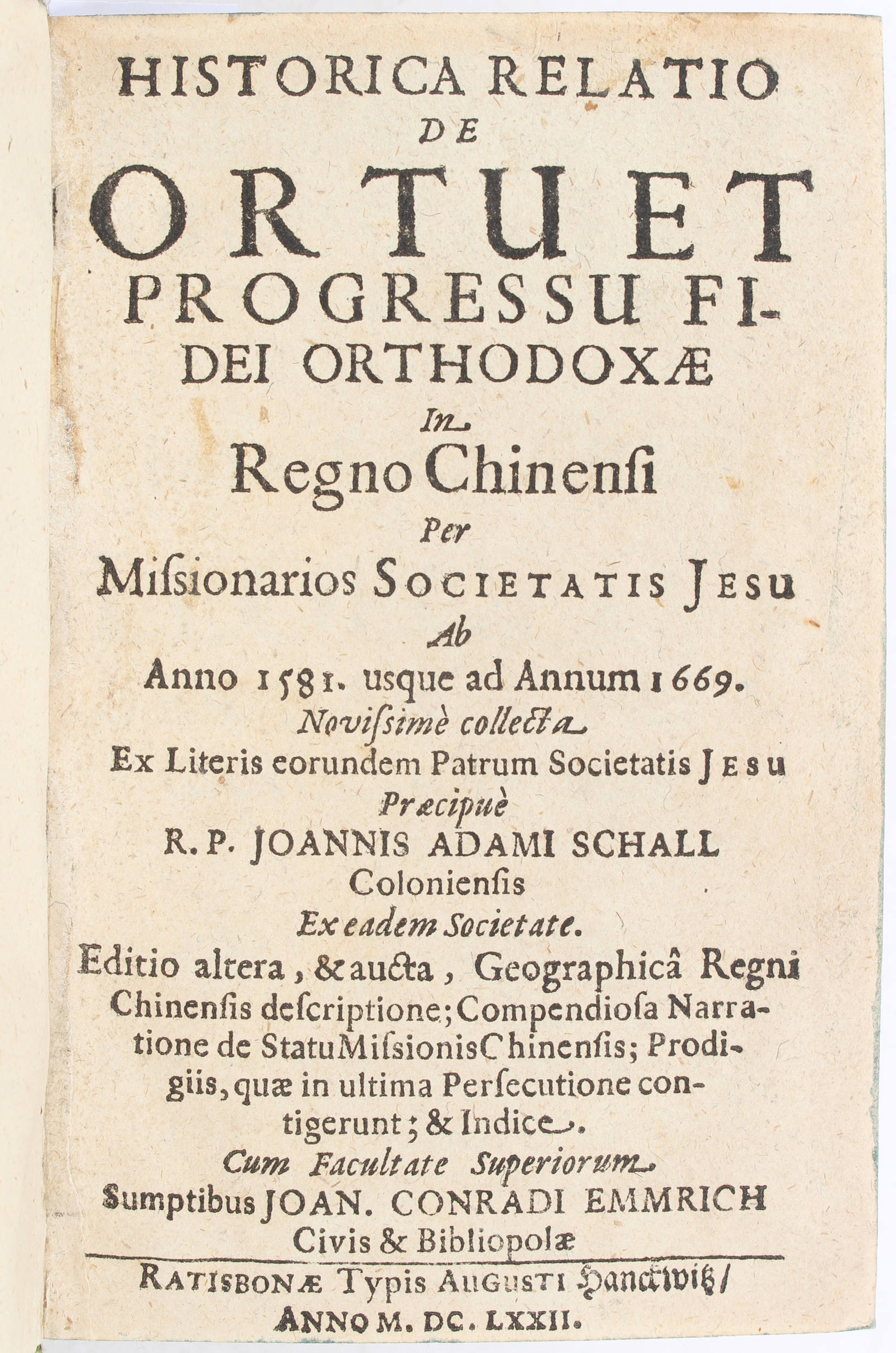 Schall von Bell, Historica relatio