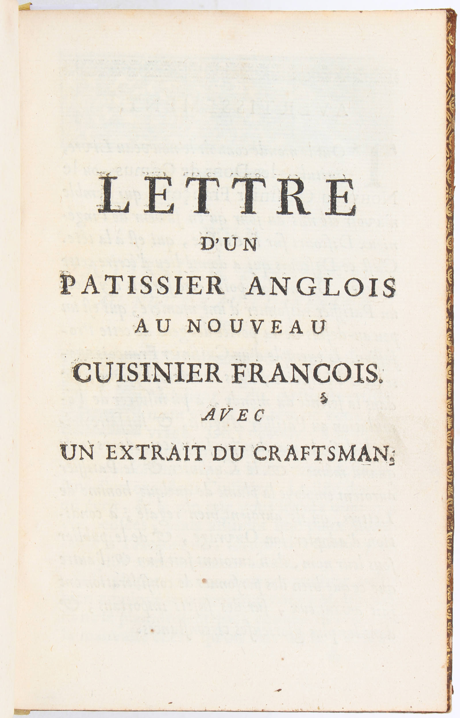 Desalleurs, Lettre d'un patissier anglois