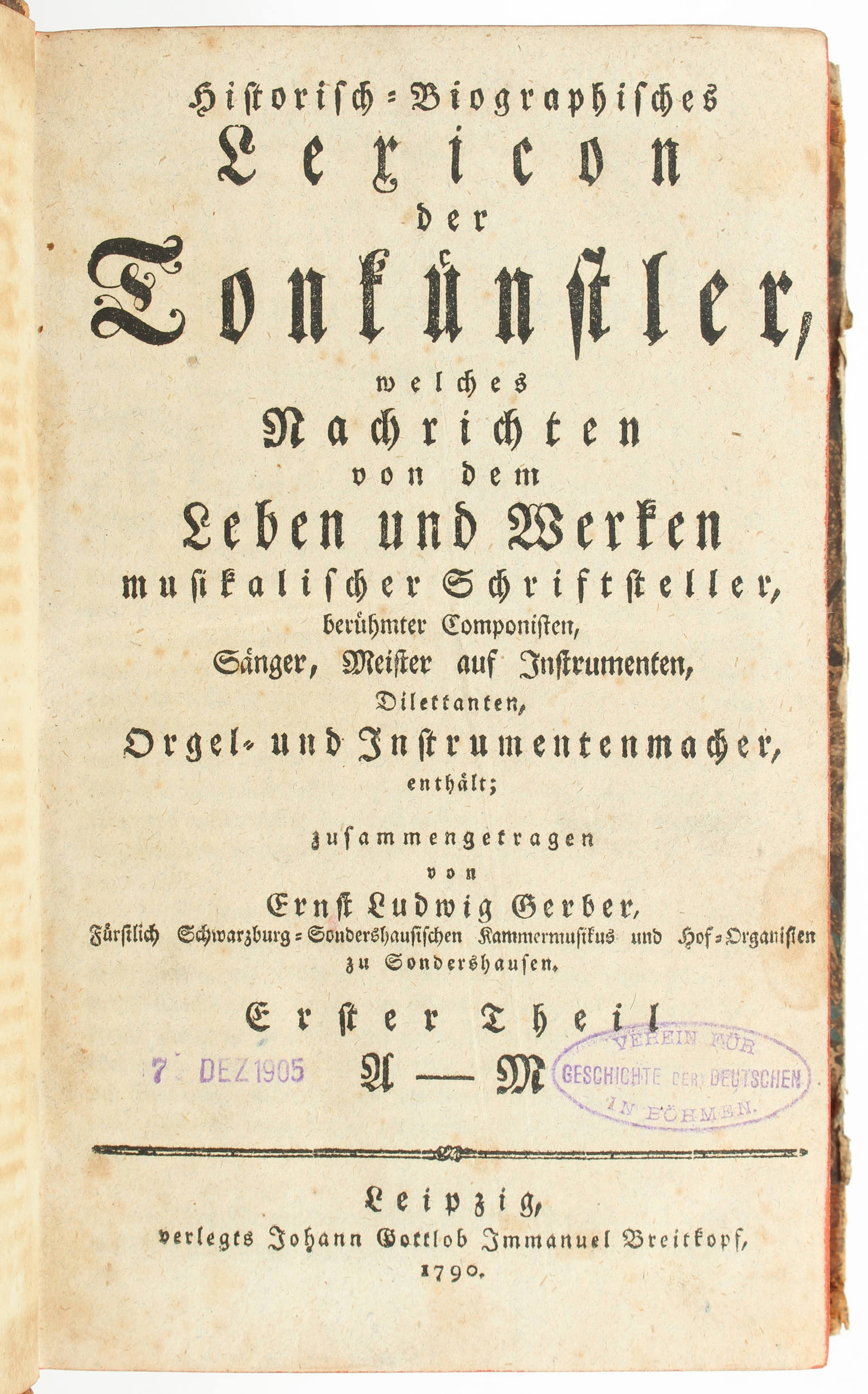 Gerber, Lexicon der Tonkünstler. 2 Bde.