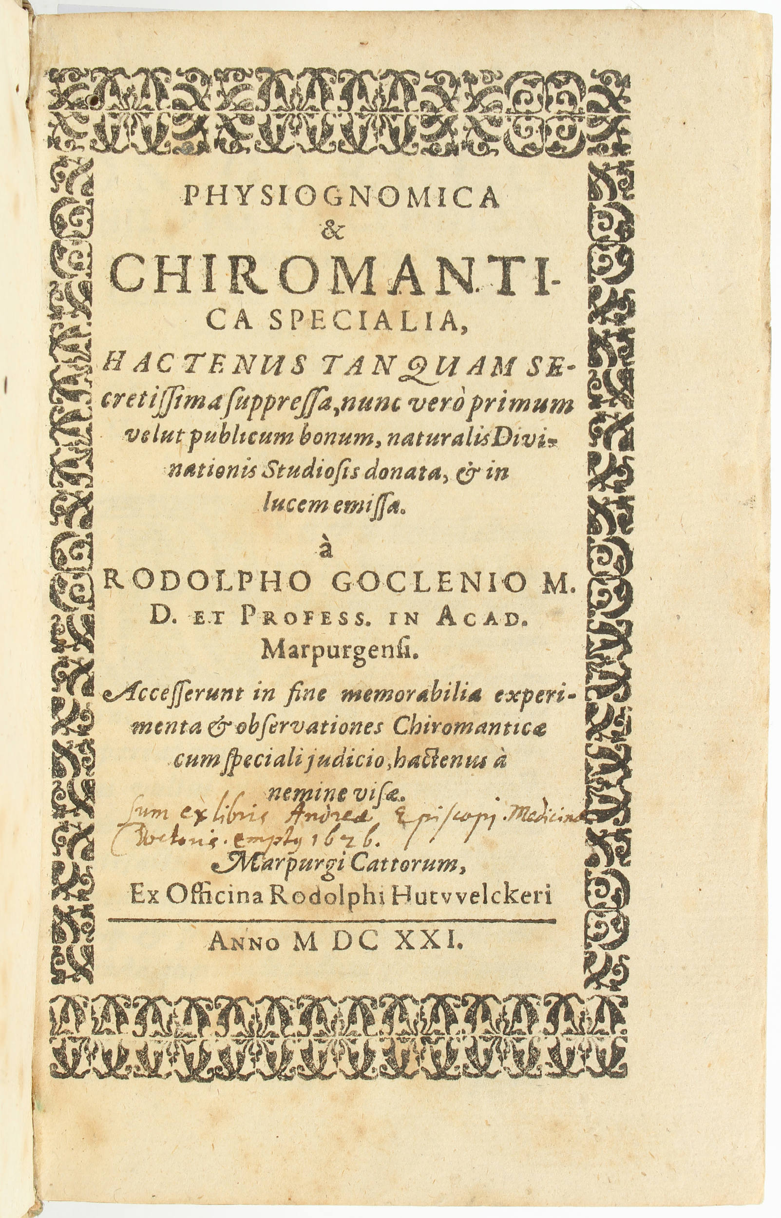 Goclenius, Physiognomica & Chiromantica. + Beibd.