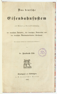 List, Das deutsche Eisenbahnsystem