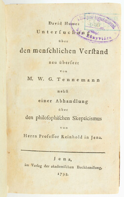 Hume, Untersuchung über den menschlichen Verstand
