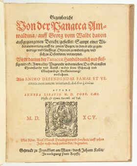 Libavius, Gegenbericht von der Panacea Amwaldina