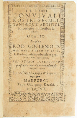 Goclenius, De luxu convivali nostri seculi