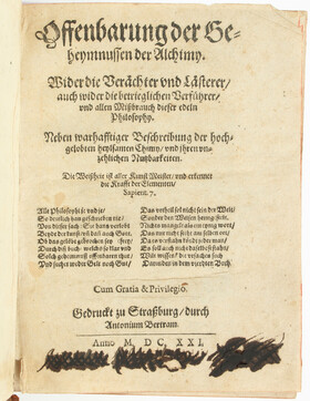 Vogel, Offenbarung der Geheymnussen der Alchimy + Beibd.