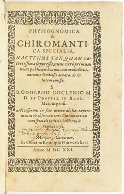 Goclenius, Physiognomica & Chiromantica. + Beibd.