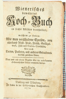 Gärtler, Wienerisches Kochbuch + Huth, Handbuch der Kochkunst. 2 Bde.
