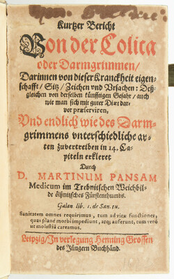 Pansa, Bericht von der Colica + Beibände / 2 Bde.