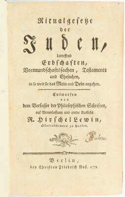 (Mendelssohn), Ritualgesetze der Juden