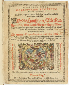 Colerus, Oeconomia. 1595-1601