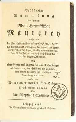 (Guillemain de Saint Victor), Sammlung der Adon-Hiramitischen Maurerey