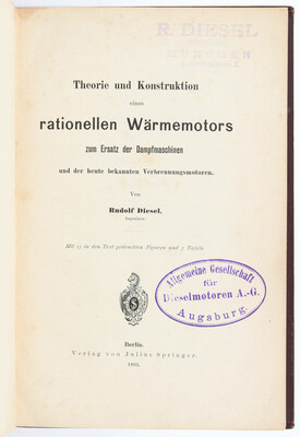 Diesel, Theorie und Konstruktion eines rationellen Wärmemotors