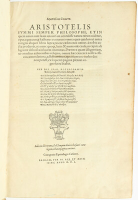 Aristoteles, Opera (graece). 1551