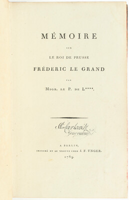 Ligne, Mémoire sur Fréderic le Grand