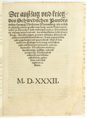 Außzug und Krieg des Schwebischen Pundts