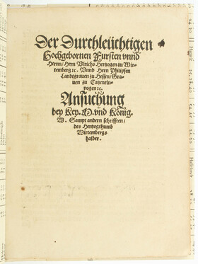 Ulrich von Württemberg & Philipp von Hessen, Ansuchung