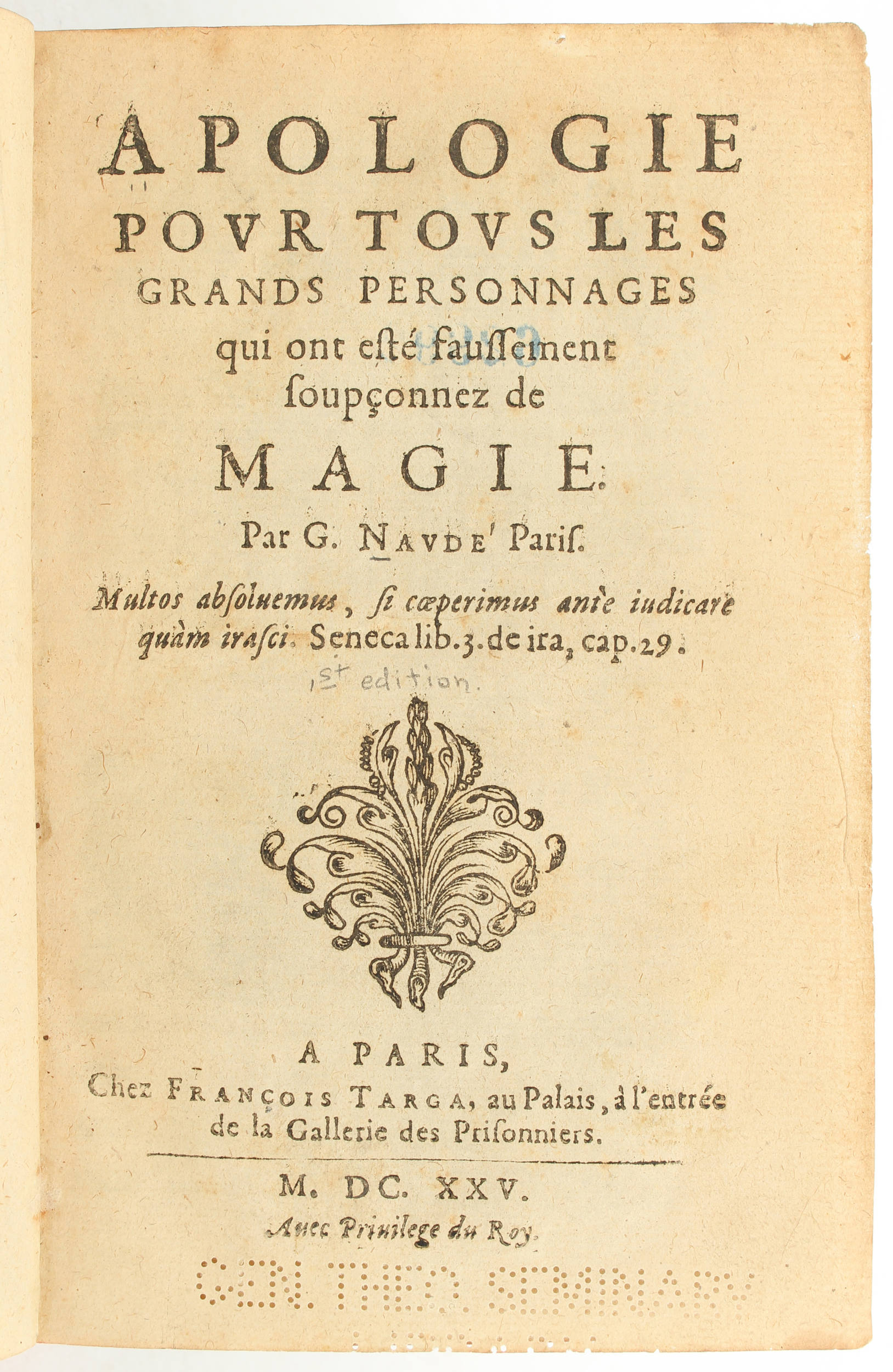 Naudé, Apologie