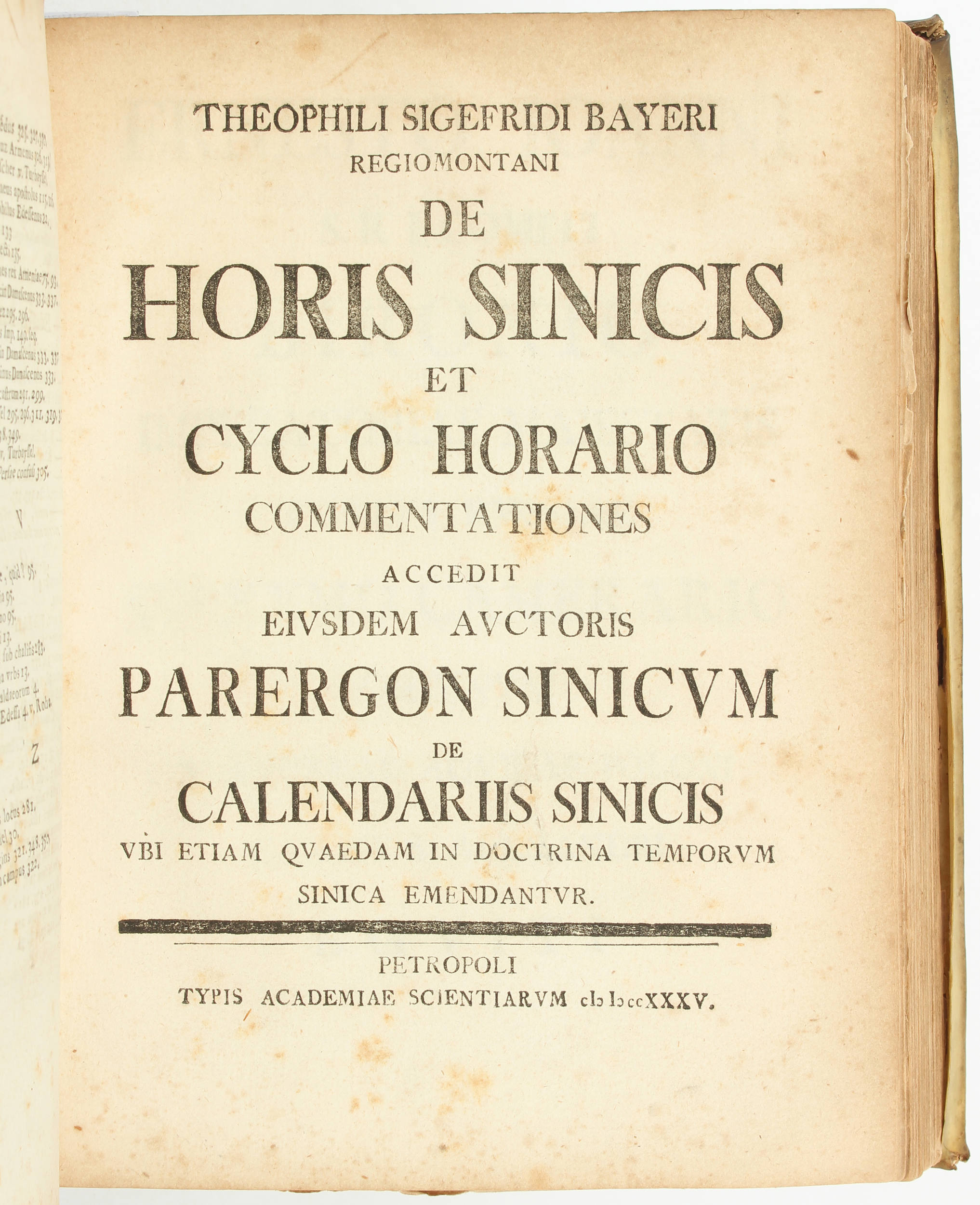 Bayer, De horis sinicis + 2 Beibde.