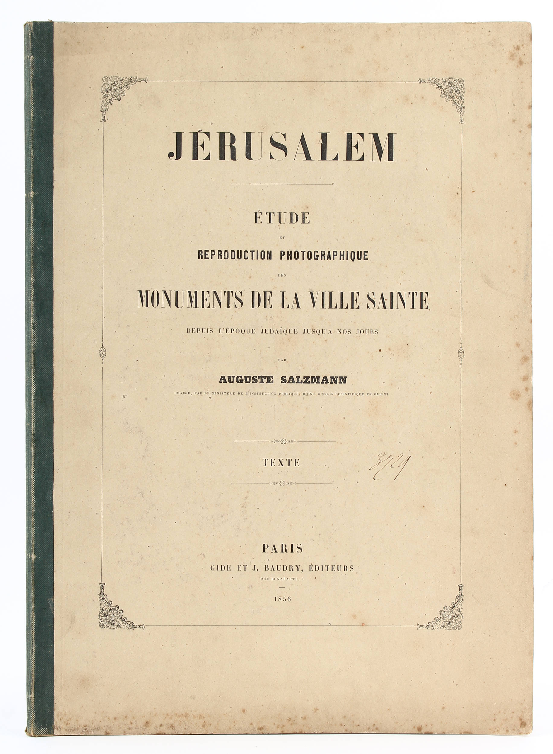 Salzmann, Jérusalem. Étude photographique. Text + Taf. in Kassette