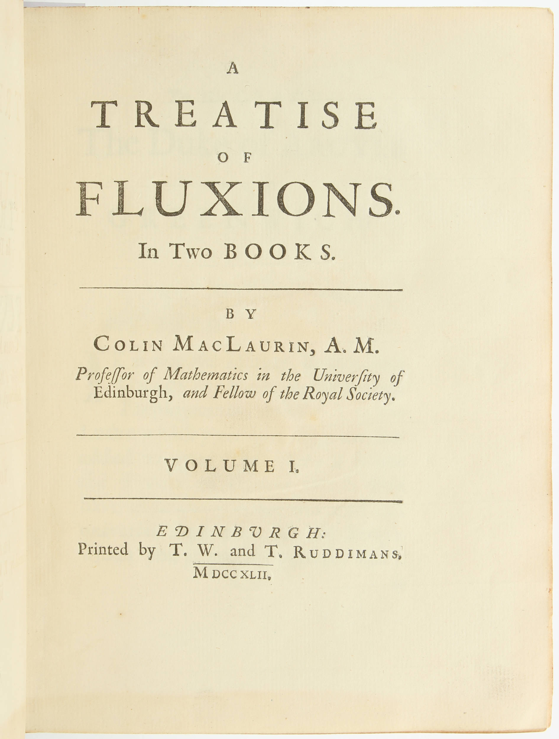 Mac Laurin, Treatise of Fluxions. 2 Bde.