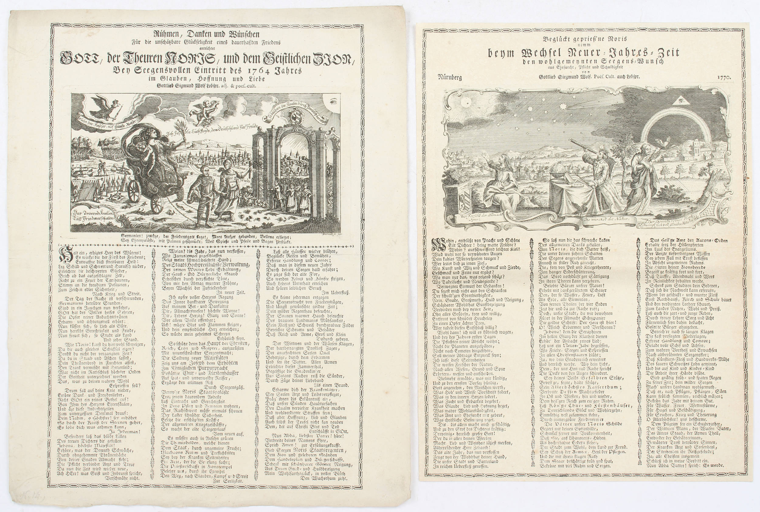 Wolf, Neujahrswünsche. Nürnberg 1764-1809 / 52 Bll.