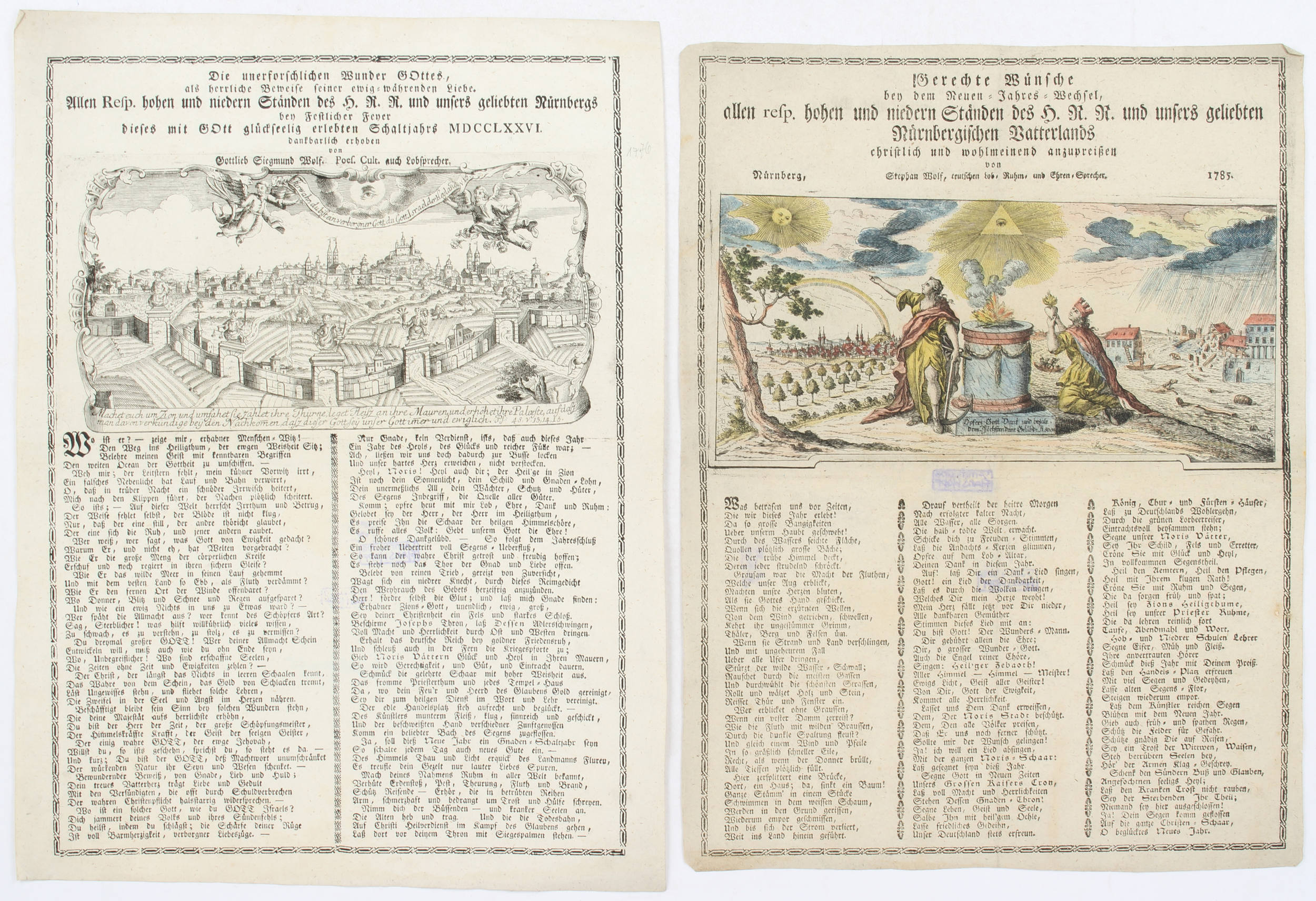 Wolf, Neujahrswünsche. Nürnberg 1764-1809 / 52 Bll.