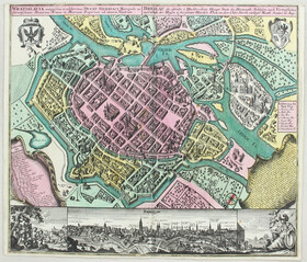 Breslau. Plan-Prospekt. Seutter