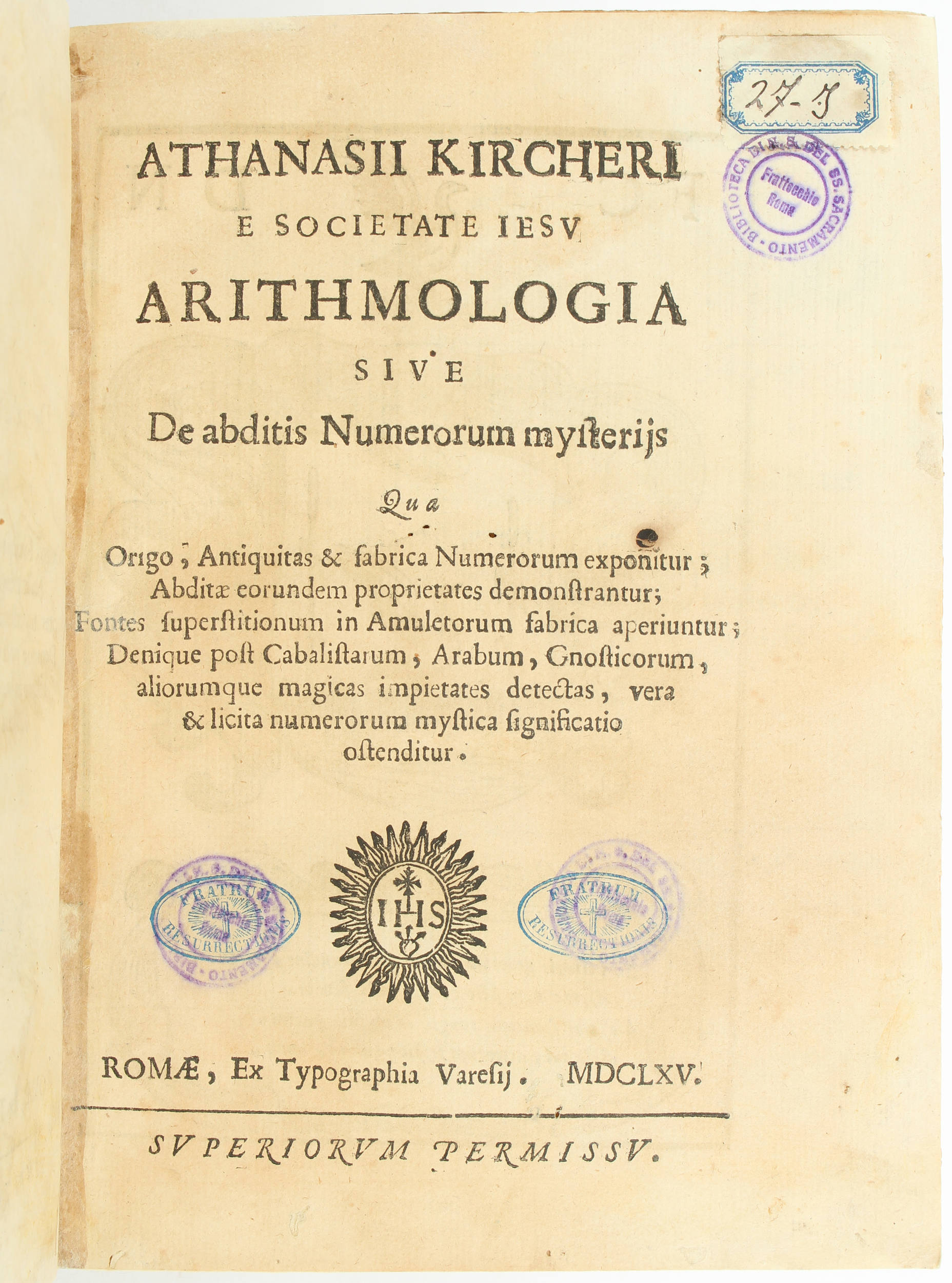 Kircher, Arithmologia