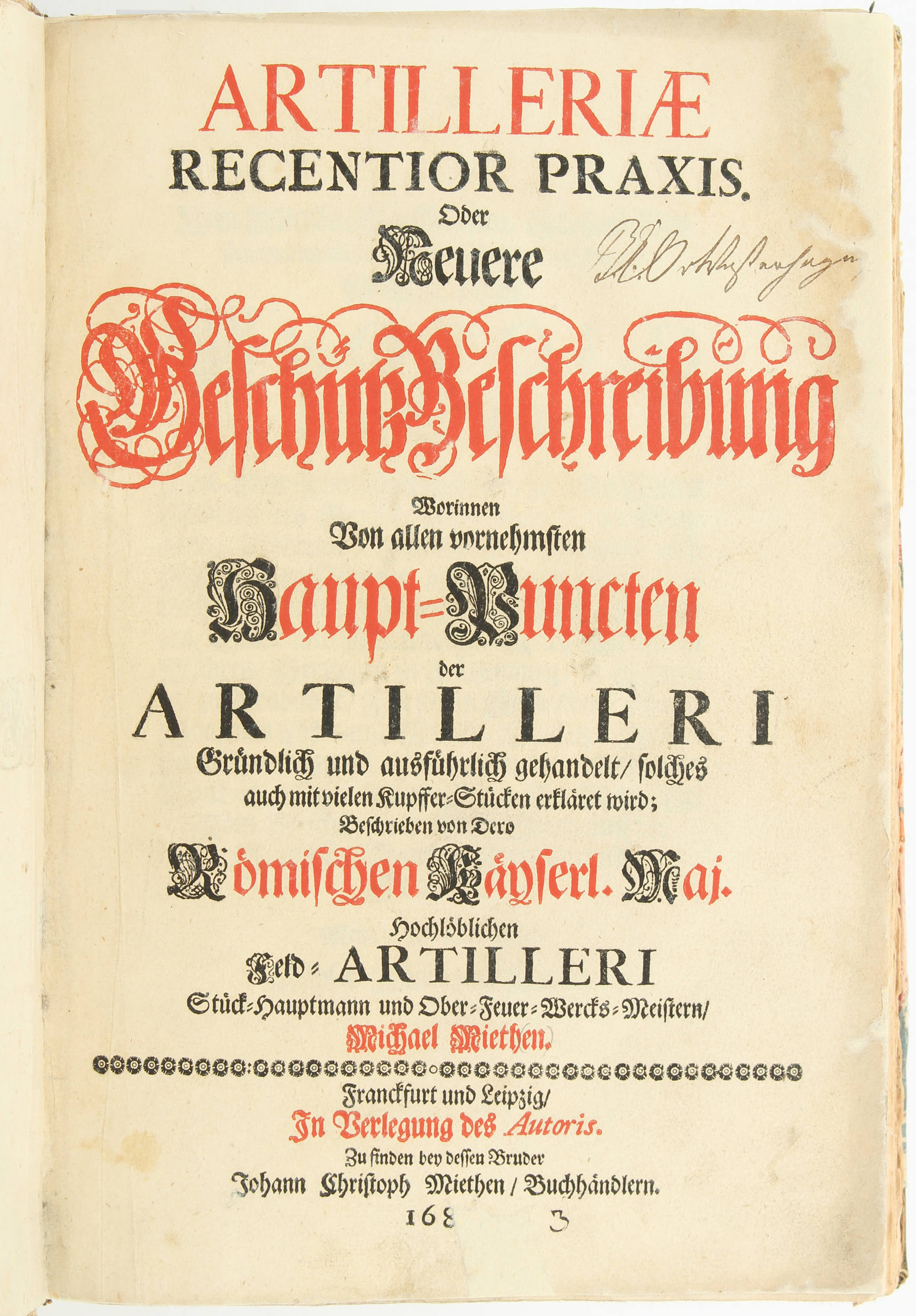 Mieth, Artilleriae oder Geschütz-Beschreibung