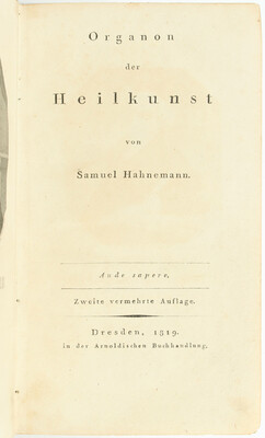 Hahnemann, Organon der Heilkunst