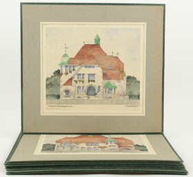 Stöckl, Entwürfe für eine Villa. 9 Bll.