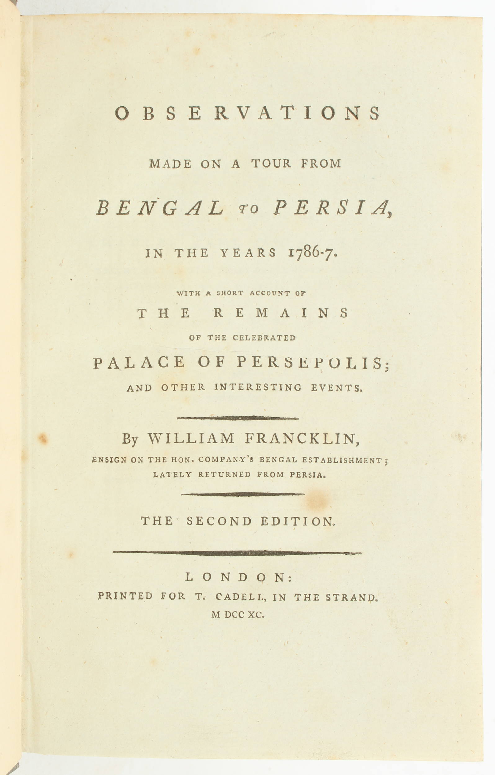 Francklin, Observations from Bengal to Persia