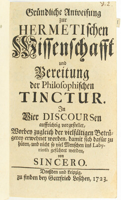 Sincerus, Hermetische Wissenschaft