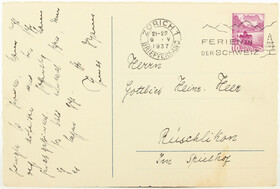 Mann, Eigenh. Postkarte. 1937