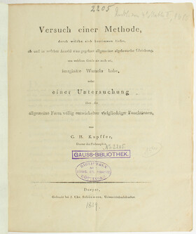 Kupffer, Versuch einer Methode