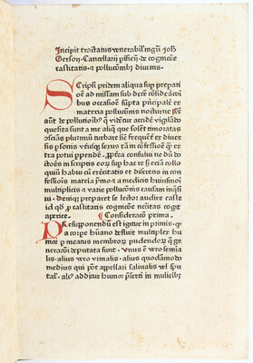 Gerson, De cognitione castitatis et pollutionibus diurnis. Köln 1468